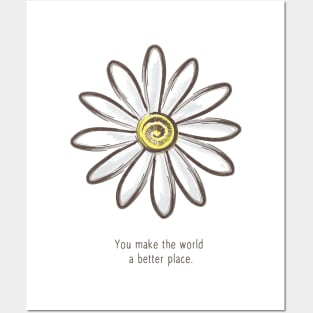 Watercolor Daisy Inspirational Quote Posters and Art